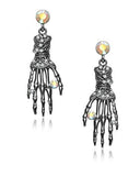 Halloween Earrings Necklace Set - Skull Skeleton Hand Gothic Punk Crystal Drop Earrings Statement Necklace Costume Jewelry for Women Girl with 1 Dangle Earrings 1 Chunky Choker Necklace Hypoallergenic