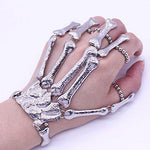 FEFE Skull Fingers Metal Skeleton Slave Bracelet Ring Gothic Halloween