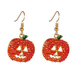 Halloween Pumpkin Earrings Red - Hypoallergenic Crystal Dangle Earring for Women Girls Kids Holiday Night Costume Jewelry Smiling Face Pumpkin Drop Earrings, Fun and Festive, with Free Jewelry Box