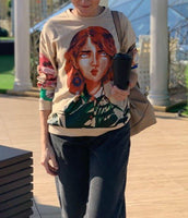 streetwear oversized character print women sweatshirt