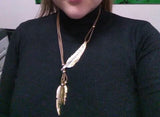 Vintage Alloy Feather Statement Necklace