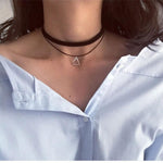 Multi Layer Choker Necklace Triangle Geometric Pendant