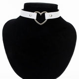 Punk Leather Heart Studded Choker Necklace