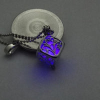 Hollow Tree of Life Cube Glow in the Dark Pendant Necklace