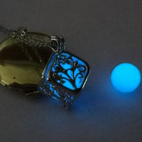 Hollow Tree of Life Cube Glow in the Dark Pendant Necklace